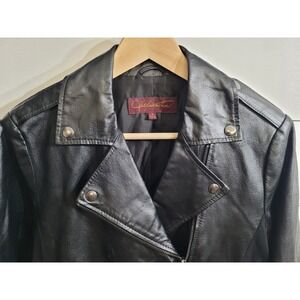 Hal Rubenstein Genuine Leather Mid-length Moto Jacket. Size S
